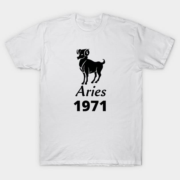 Black Aries Zodiac 1971 T-Shirt by Down Home Tees